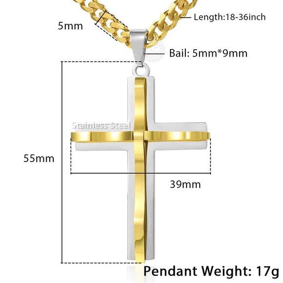 Other Unisex Stainless Steel Cross Necklace Size ONE SIZE - 3 Thumbnail