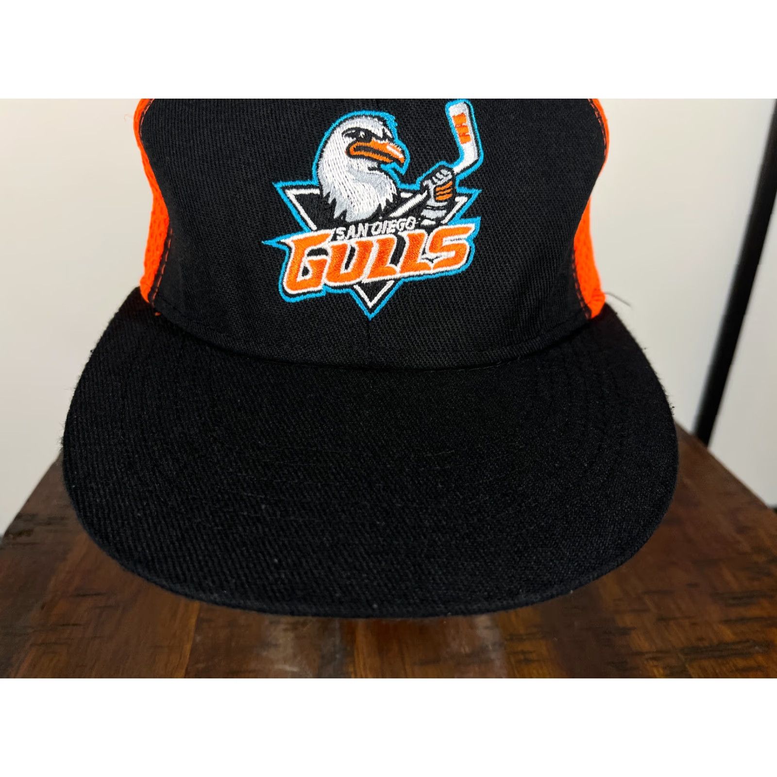 Vintage VINTAGE San Diego Gulls Hat Cap Snap Back Adult Black Orange Embroider Poly Trucker AHL Size ONE SIZE - 3 Thumbnail