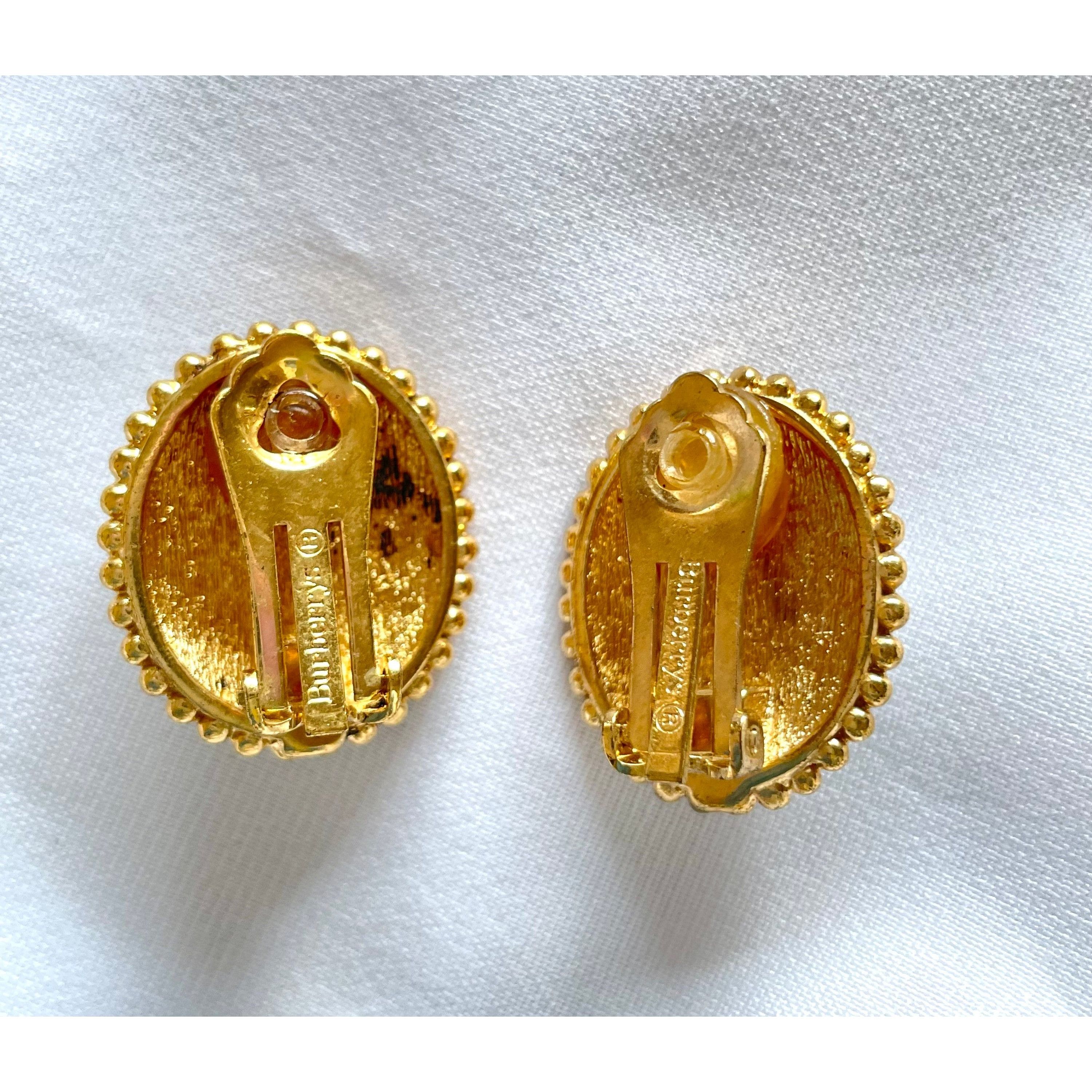 Burberry Vintage Burberry earrings, faux pearl and gold and navy tone Size ONE SIZE - 3 Thumbnail