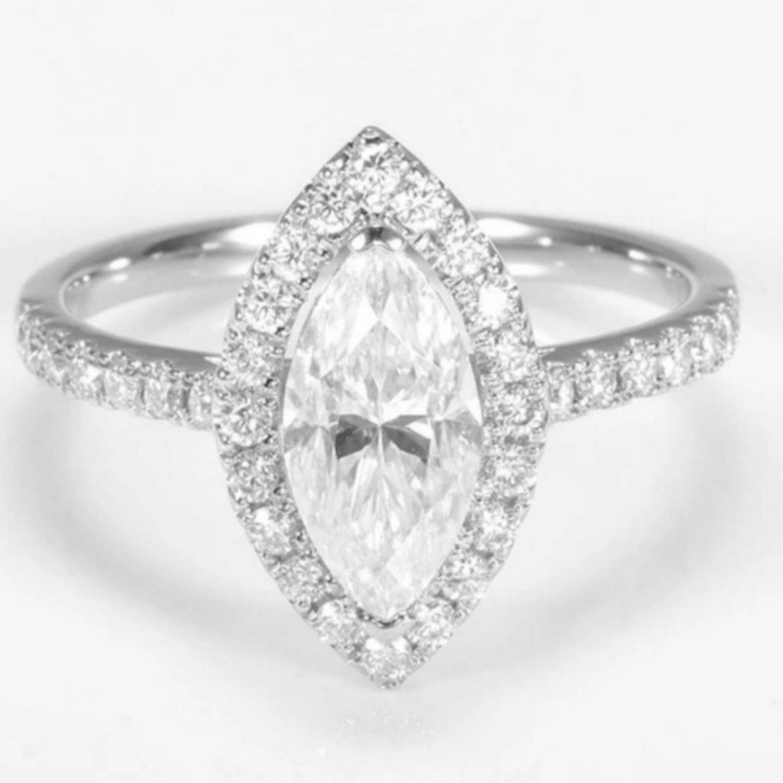 Other Moissanite Ring Marquise Cut Halo Pave Silver 7 NWT Size ONE SIZE - 12 Thumbnail
