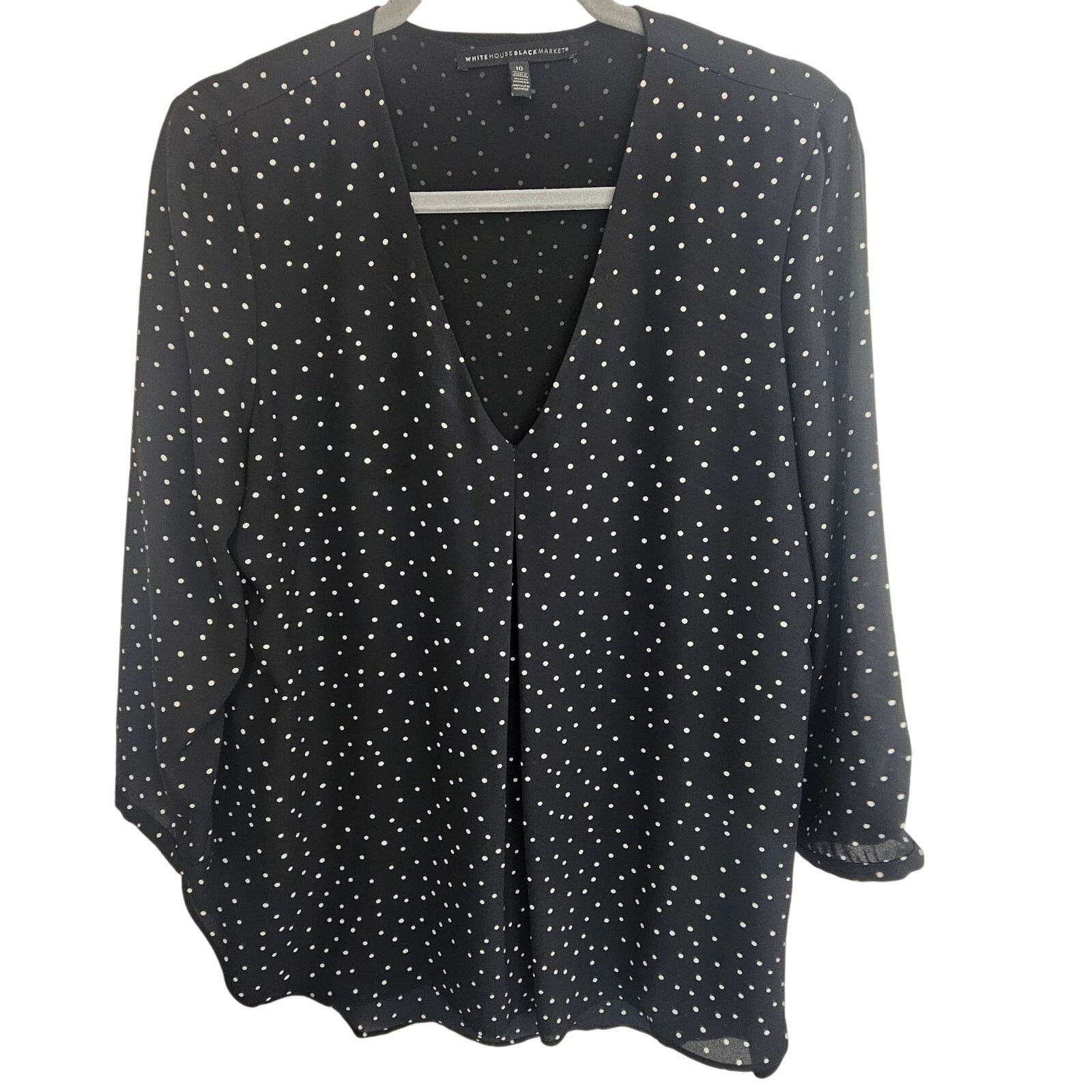 White House Black Market White House Black Market Womens Polka Dot Blouse 10 Classic Size L / US 10 / IT 46 - 1 Thumbnail