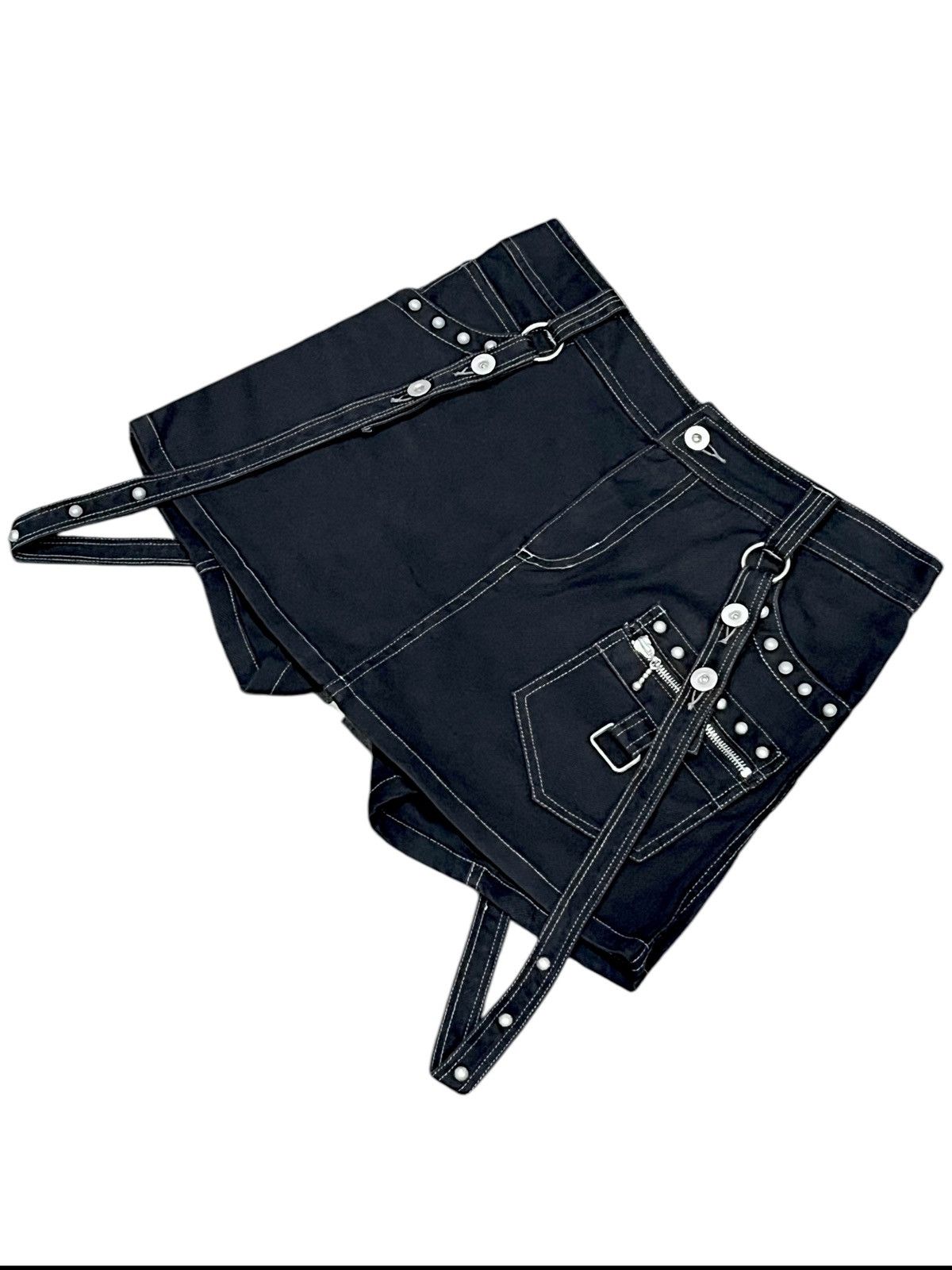 Tribal Streetwear ALGONQUINS Punk Bondage Studded Hybrid Mini Skirt Hot Pants Size 30" / US 8 / IT 44 - 4 Thumbnail