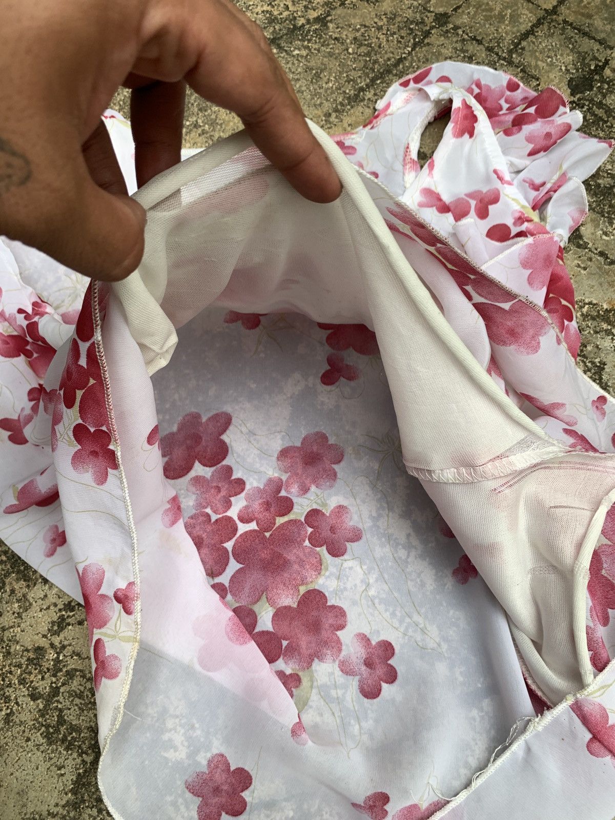 Japanese Brand × Vintage y2k Angel Court Sakura Flower Graphic Ruffle Blouse Mesh Top Size M / US 6-8 / IT 42-44 - 6 Thumbnail