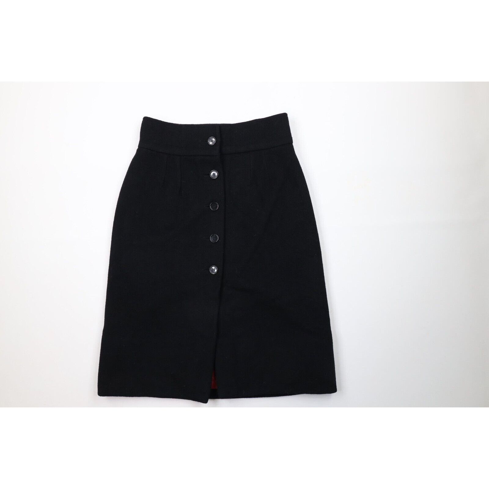 Vintage Vintage 50s 60s Rockabilly Goth Heavyweight Wool Skirt Size 27" / US 4 / IT 40 - 1 Thumbnail