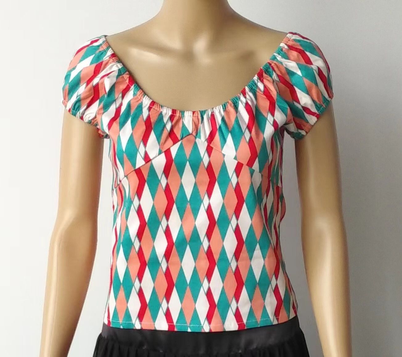 Other Harlequin Printing Zipper Back Vintage Women Tops Pink Size XXL / US 16-18 / IT 52-54 - 2 Thumbnail