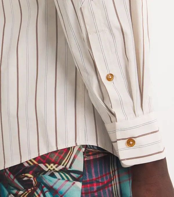 Vivienne Westwood o1srvl11e0326 Striped Logo-embroidered Shirt in Beige Size US XL / EU 56 / 4 - 6 Thumbnail