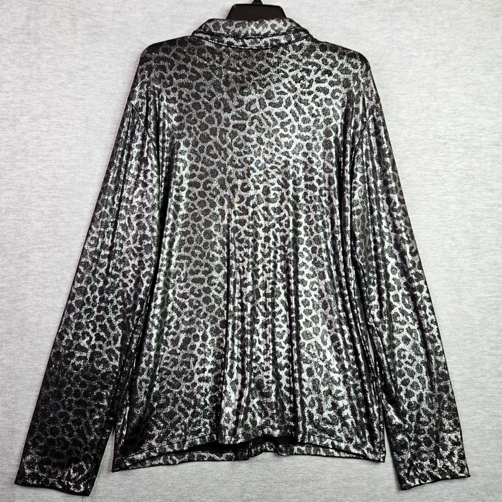 Commission VTG Mission USA Leopard Print Button Front Women's Long Sleeve Blouse Size XL Size XL / US 12-14 / IT 48-50 - 2 Thumbnail