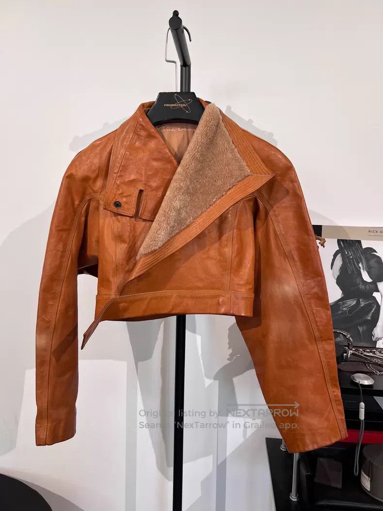 Rick Owens Rick Owens Cropped silhouette fur patchwork leather jacket Size XS / US 0-2 / IT 36-38 - 1 Thumbnail