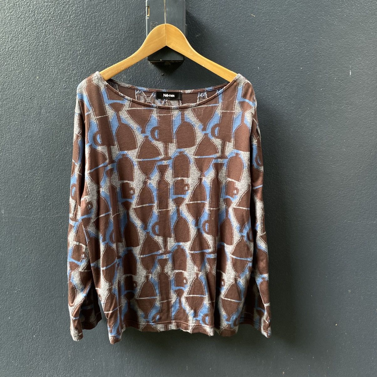 Ne-Net Né-net Brown Geometric Print Long Sleeve Top Size XS / US 0-2 / IT 36-38 - 1 Thumbnail