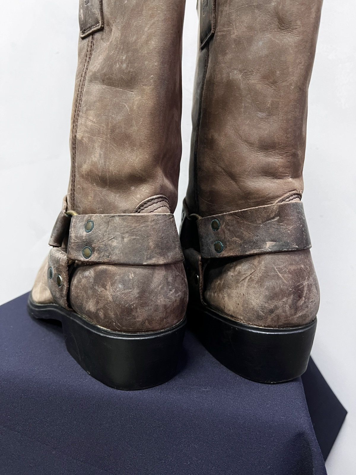 Western Rise 90s western cowboy brown leather boots harley davidson style Size US 11 / EU 44 - 9 Thumbnail