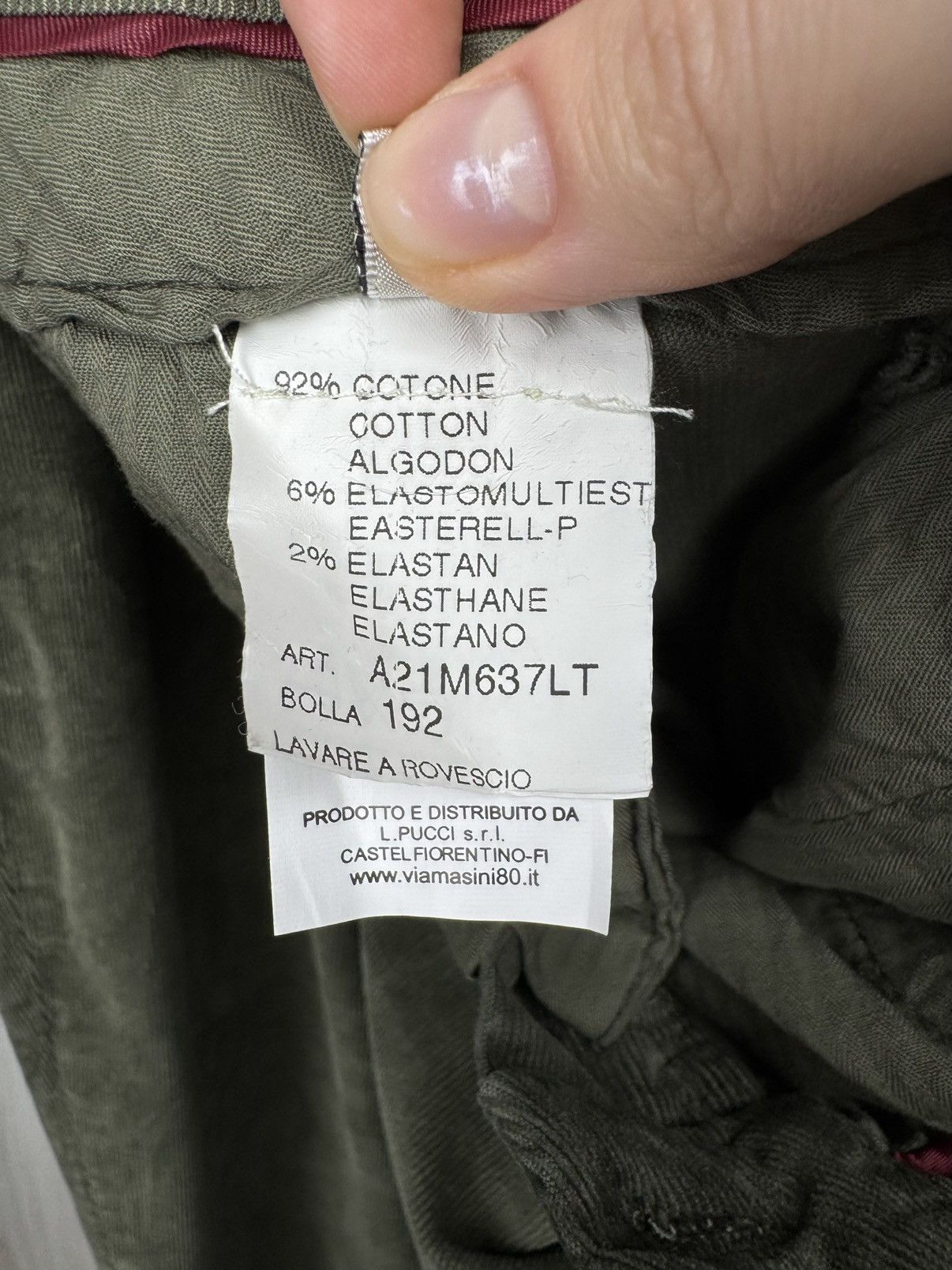Designer Via Masini 80 Firenze Khaki Green flared corduroy pants Size 30" / US 8 / IT 44 - 10 Thumbnail