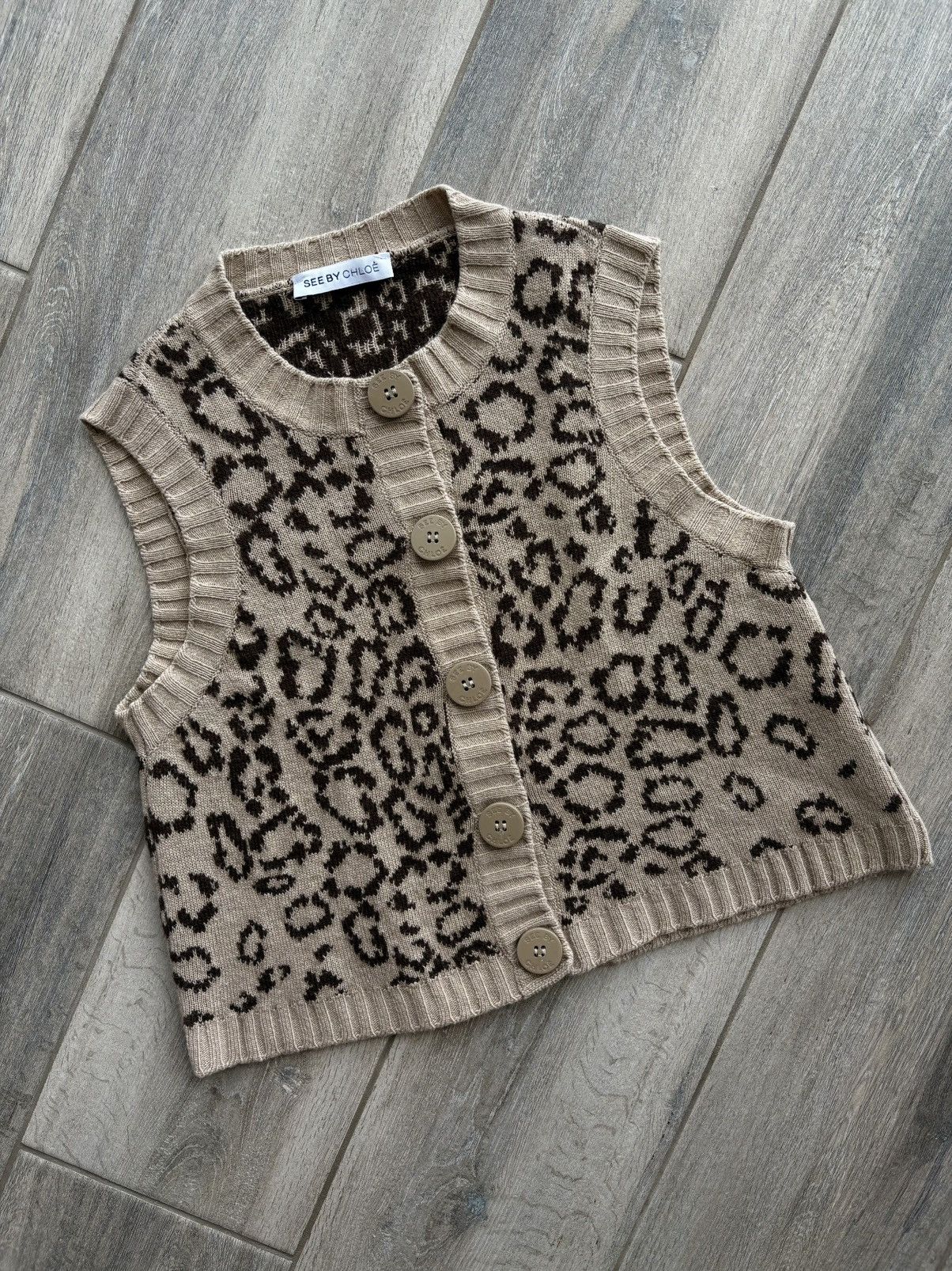 See by Chloe See by Chloé Leopard Knit Vest Top Size US 4 IT 40 Size XS / US 0-2 / IT 36-38 - 1 Thumbnail