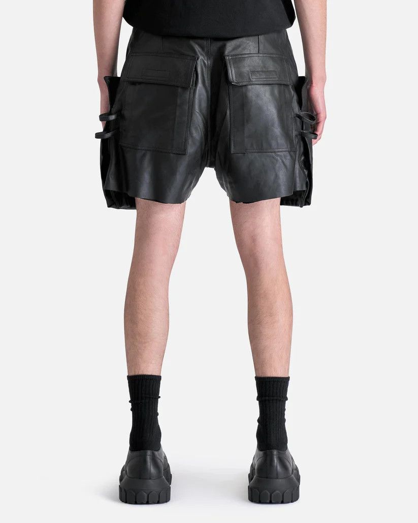 Rick Owens o1s1v1r1oon0925 Leather Stefan Cargo Shorts in Black Size US 38 / EU 54 - 2 Thumbnail