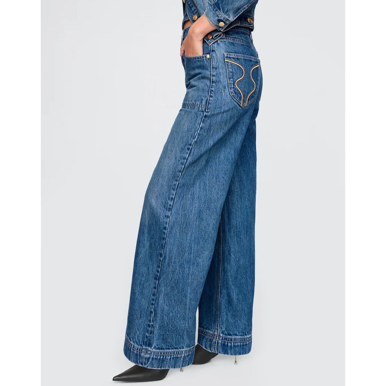 Cult Gaia Gap × Cult Gaia High Rise Stride Chain Jeans/ 25 /NWT Size 25" / US 0 / IT 36 - 5 Thumbnail