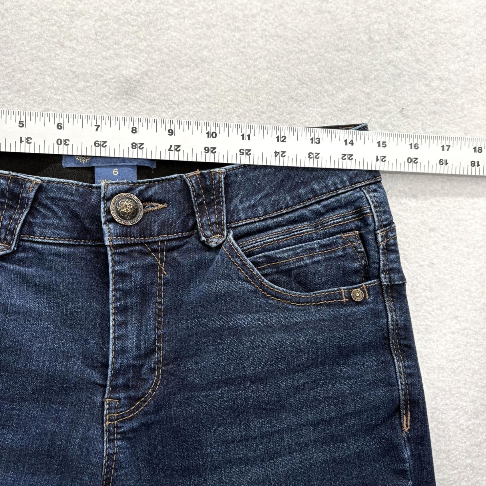 Vintage Democracy Jeans Straight Womens 6 Blue Dark Wash Mid Rise Stretch Size 28" / US 6 / IT 42 - 5 Thumbnail