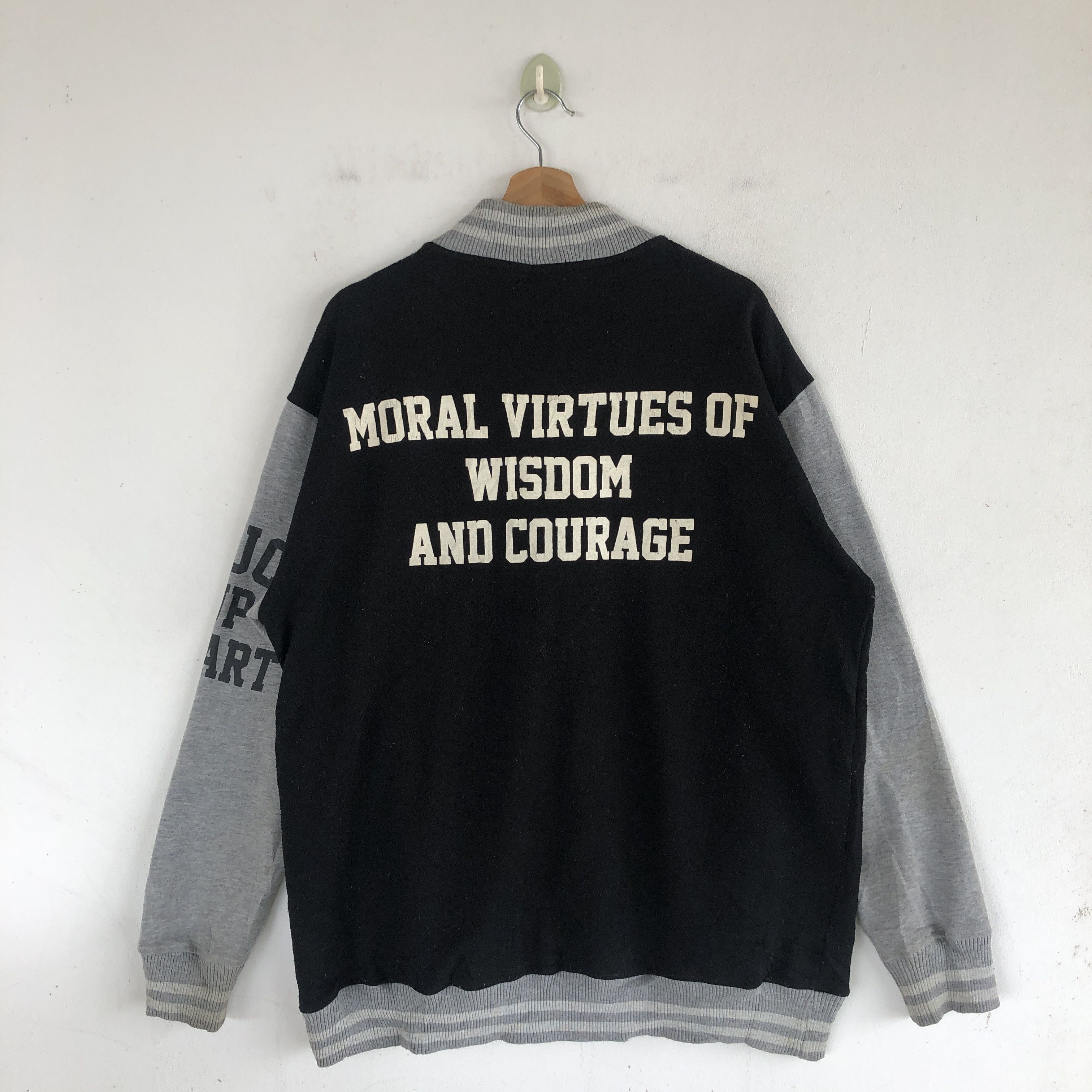 Japanese Brand × Vintage Vintage Y2K Japanese Humor Varsity Sweater Button Sweatshirt Size US L / EU 52-54 / 3 - 1 Thumbnail