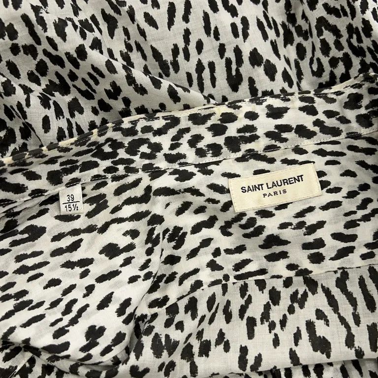 Saint Laurent Paris Babycat Leopard Cotton Button Up Shirt by Hedi