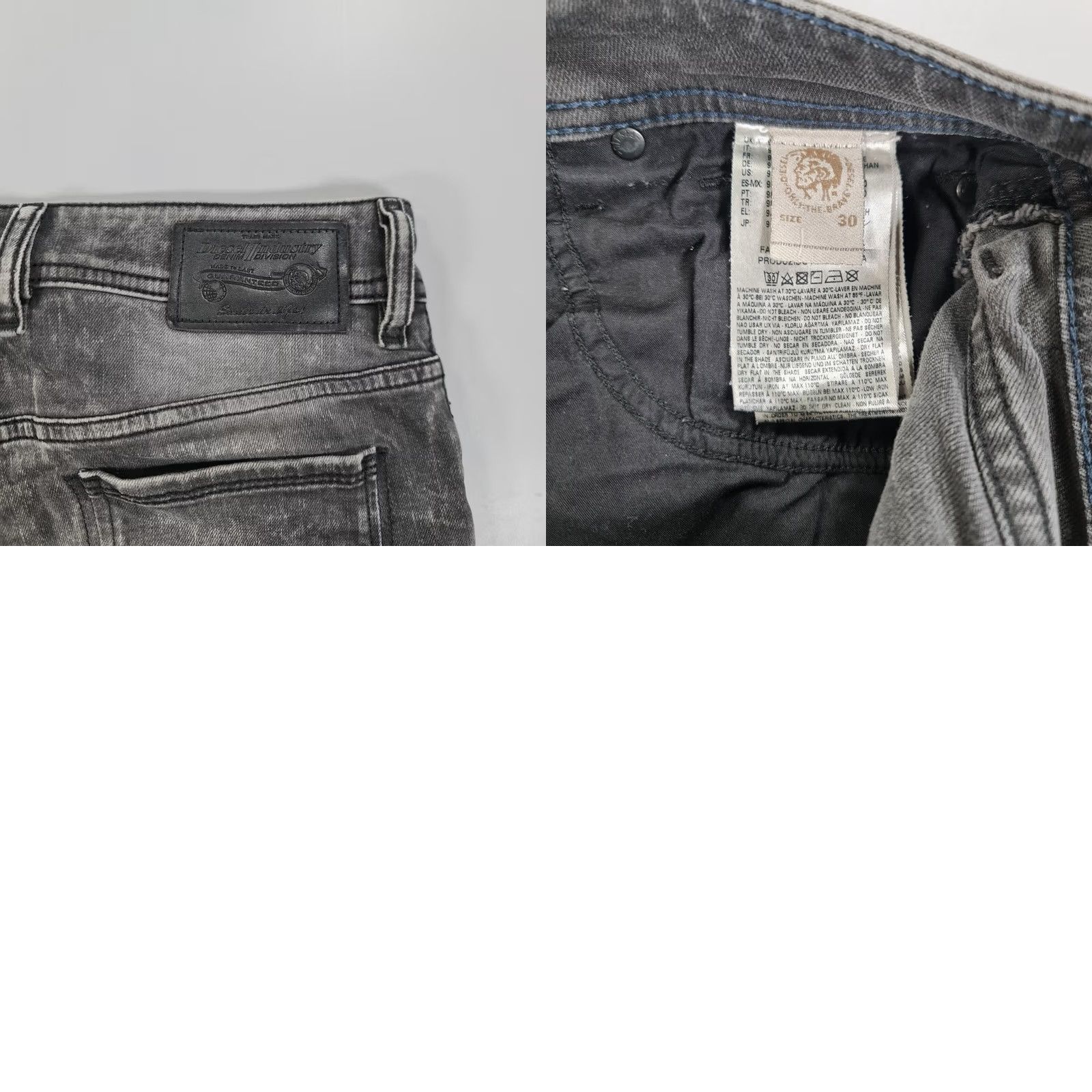 Diesel Diesel Sleenker Jeans Mens Grey Skinny Slim Stretch Denim 0676P W30 L29 5-Pocket Distressed 98% Cotton Elastane Slim Fit Size US 30 / EU 46 - 9 Thumbnail
