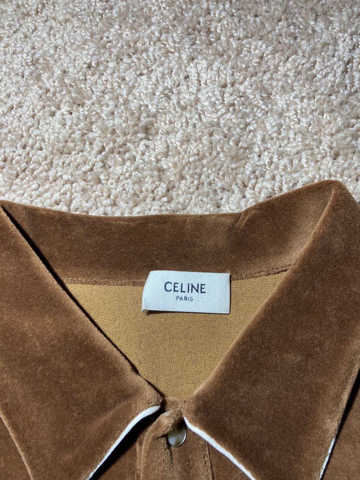 Celine × Hedi Slimane FW20 Celine Velour Polo Pullover Velvet 2020 AW20 Chocolate Size US S / EU 44-46 / 1 - 3 Thumbnail