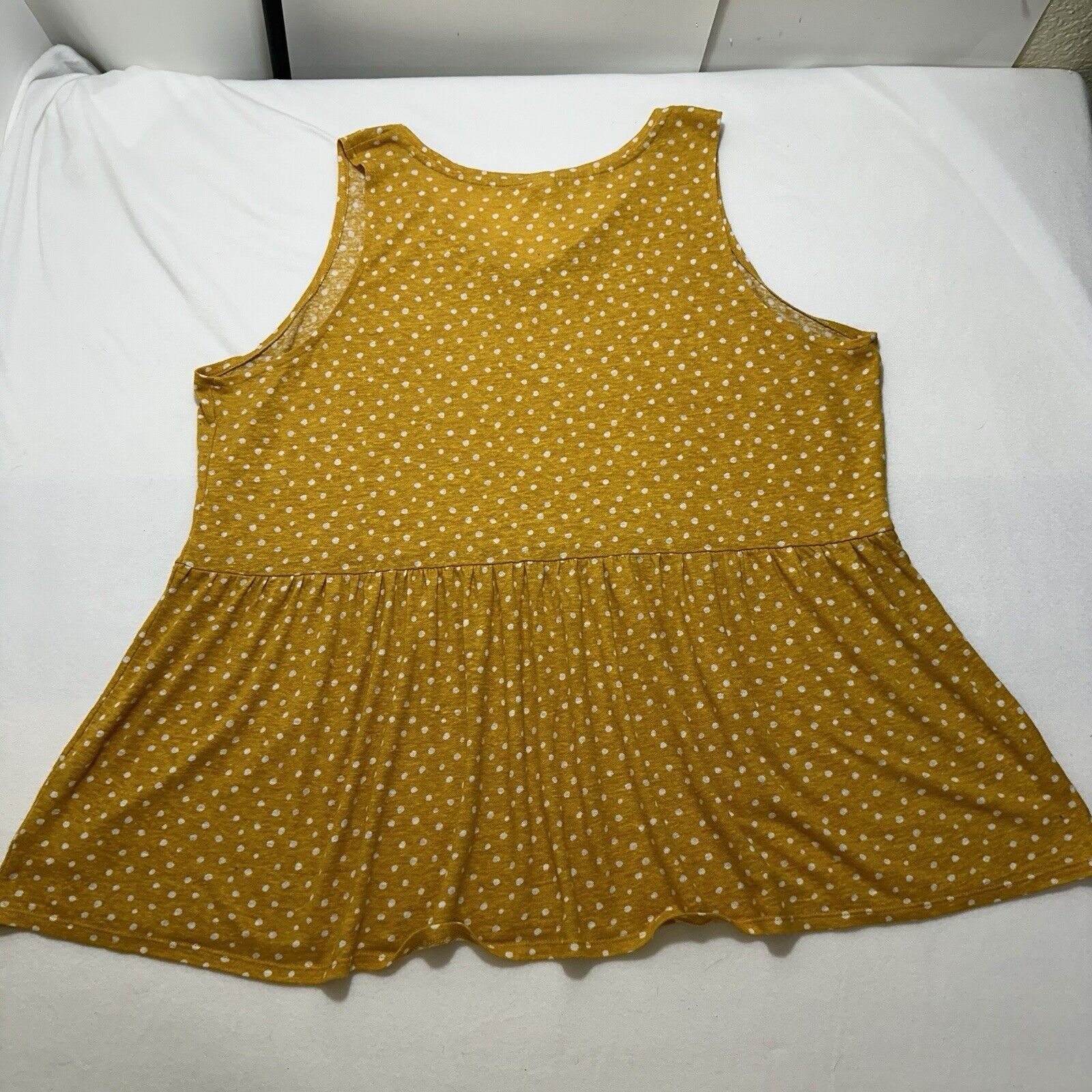 Old Navy Old Navy Women's 3X Yellow White Polka Dot Linen Tank Top Size 3XL / US 20-22 - 10 Thumbnail