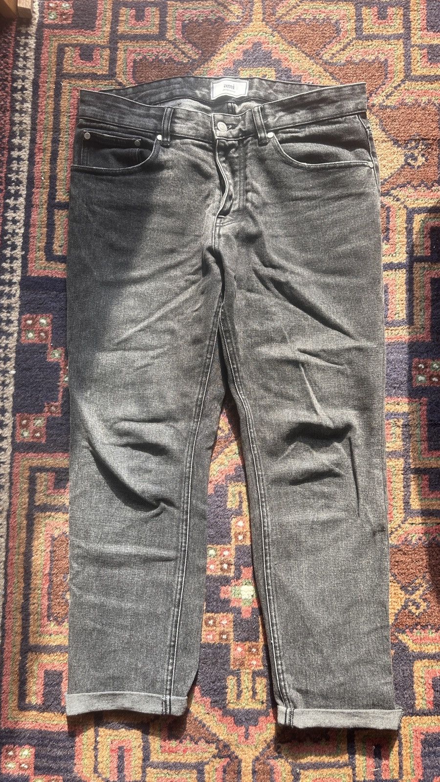 AMI AMI Paris Washed Denim Pant, Dark Grey Size US 32 / EU 48 - 1 Thumbnail