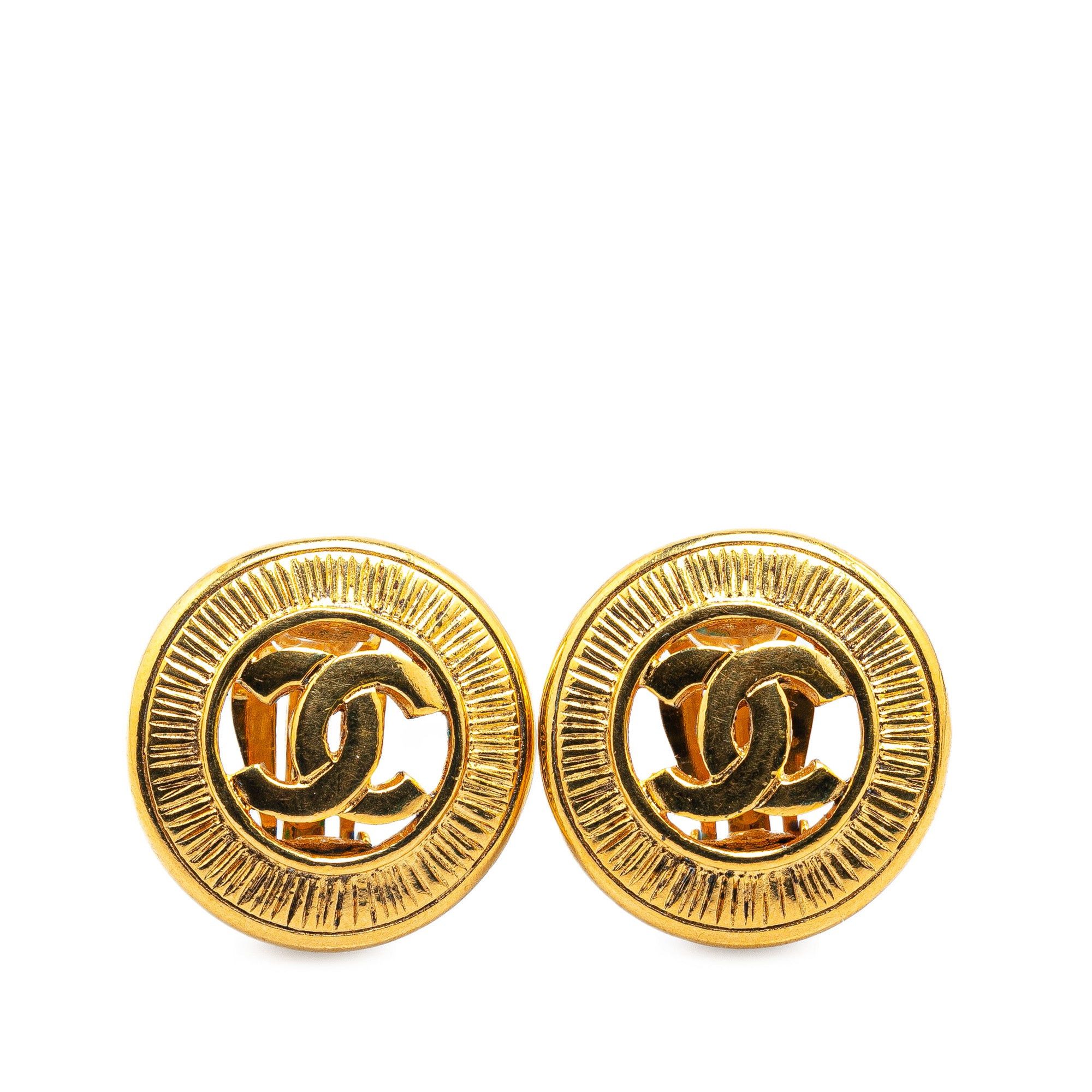 Chanel Gold Plated CC Clip On Earrings Gold