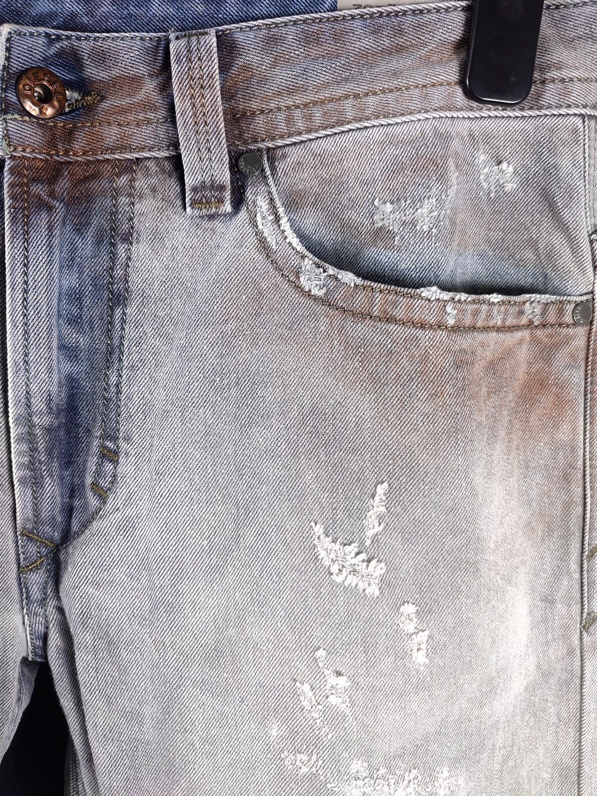 Diesel Diesel Rust Thavar Painted Distressed Slim Fit Denim Jeans Size US 30 / EU 46 - 6 Thumbnail