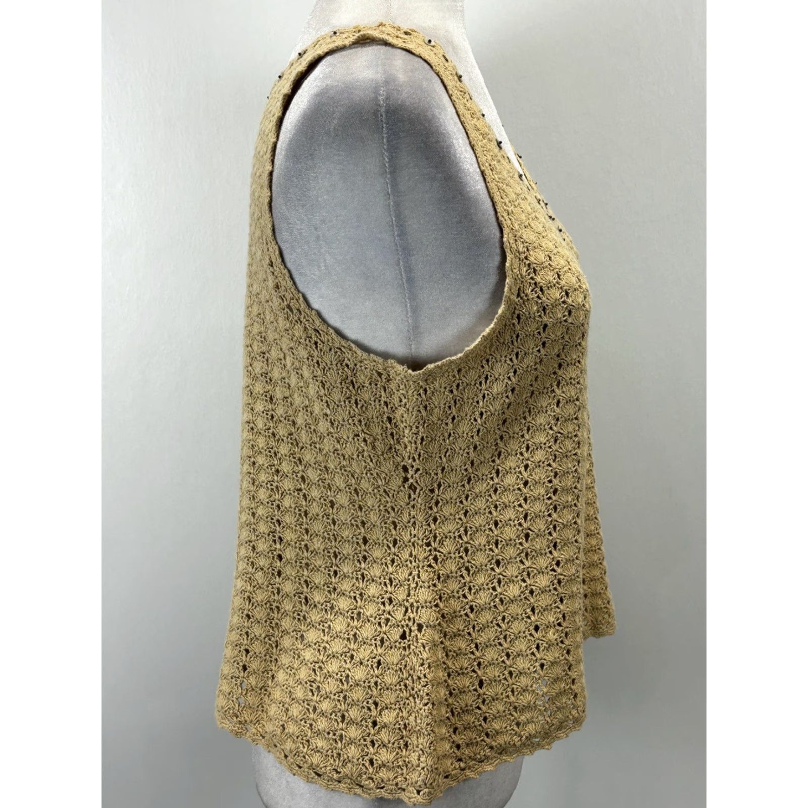 Vintage VINTAGE Sigrid Olsen Crochet Tank Top Women's Medium Brown Sequins 90s Y2K Womens Size M / US 6-8 / IT 42-44 - 4 Thumbnail