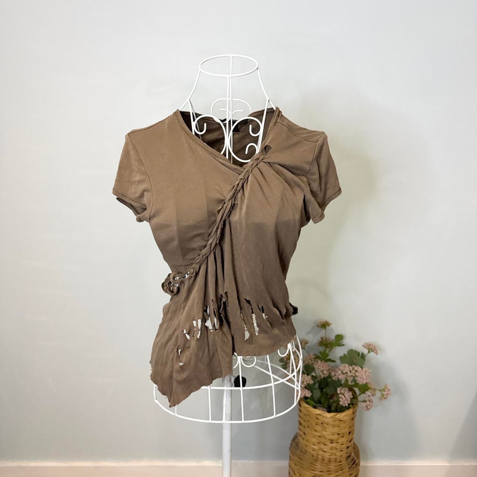 Express 90s express vintage y2k distressed grunge brown baby tee Size M / US 6-8 / IT 42-44 - 3 Thumbnail
