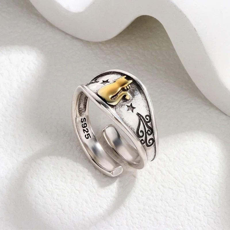 Jewelry Lovely Cat Animal Retro Ring Size ONE SIZE - 1 Thumbnail