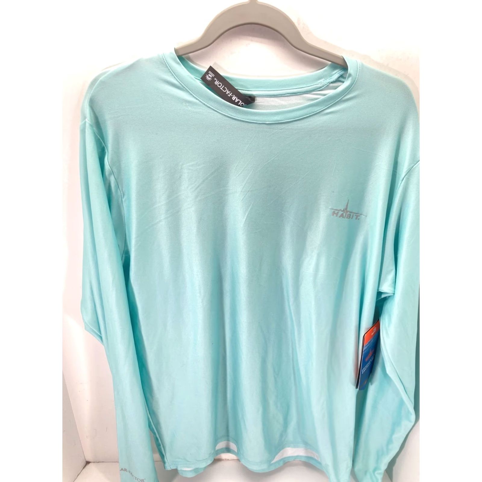 Habitat Habit Crooked ELM Graphic T-Shirt Mens M Aqua Blue Long Sleeve Solar Factor NWT Size US M / EU 48-50 / 2 - 3 Thumbnail