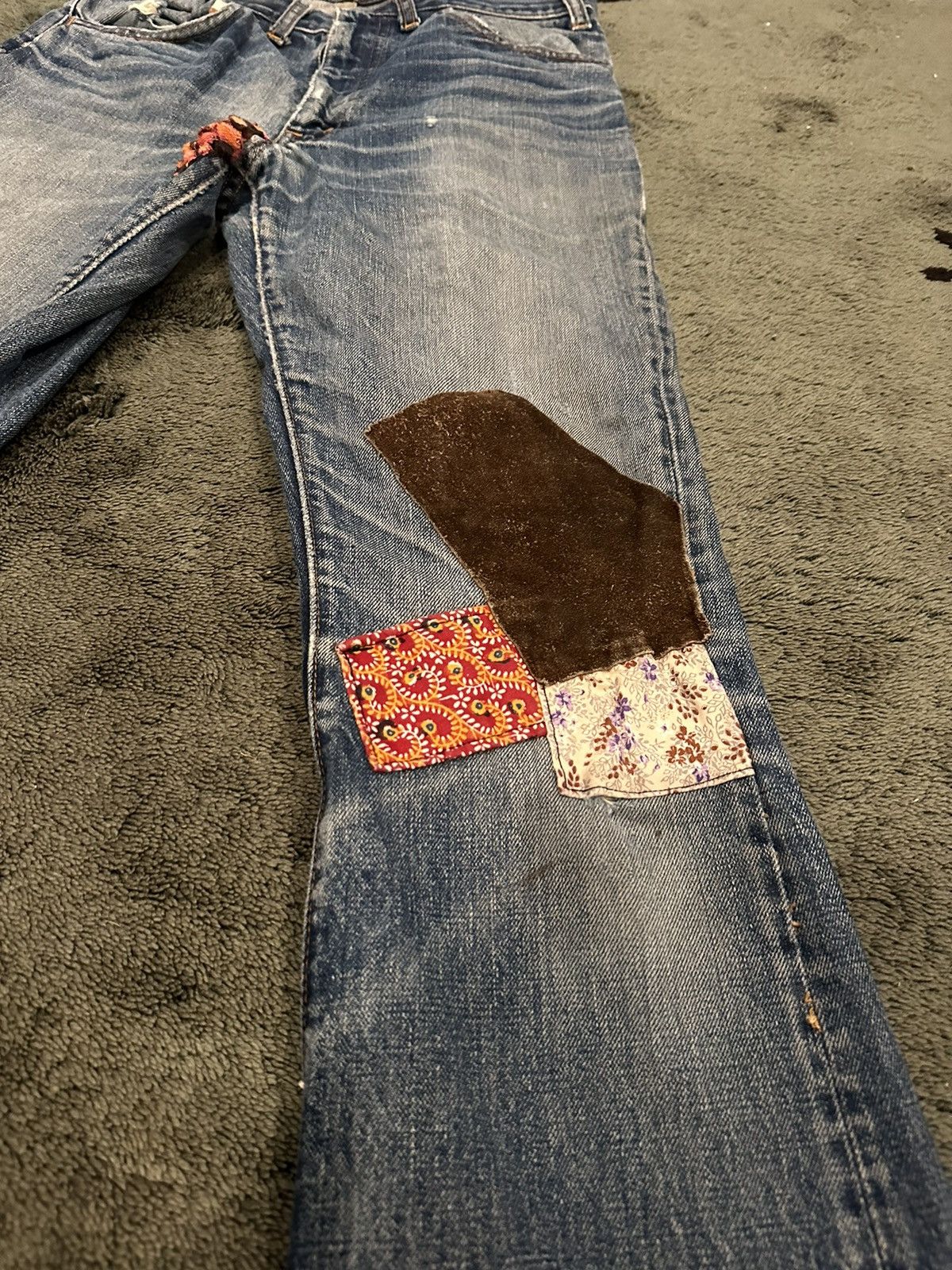 Levi's × Vintage Vintage 70’s Patchwork Big E Flared Orange Tab Levis Size US 29 - 14 Thumbnail