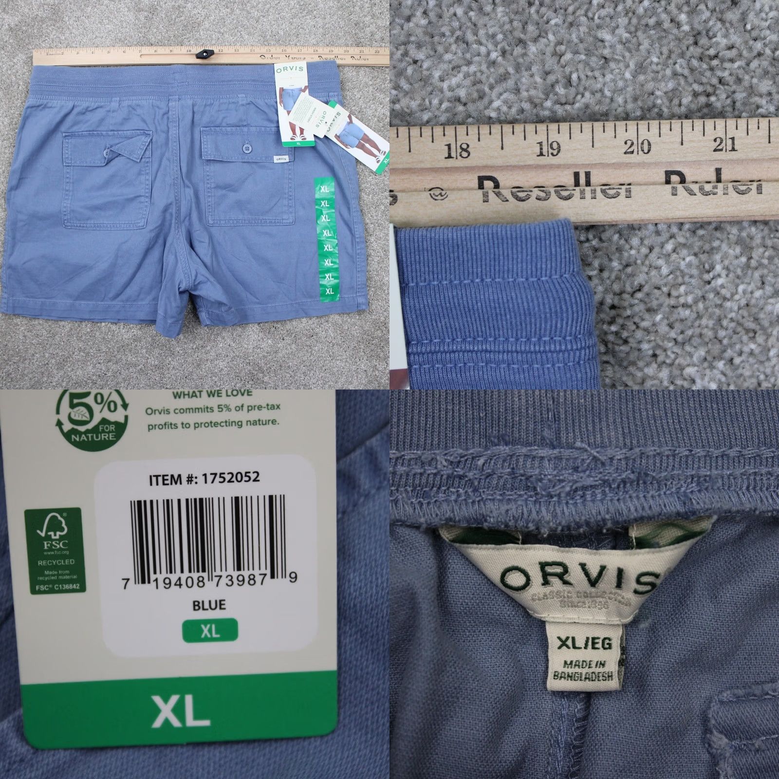 Orvis Orvis Womens XL Blue Quick Dry Bermuda Shorts NWT Cotton/Lyocell Plus Logo, Button, Zipper, 8in Inseam, Regular Fit, Nature Theme Size 40" / US 18 - 8 Thumbnail