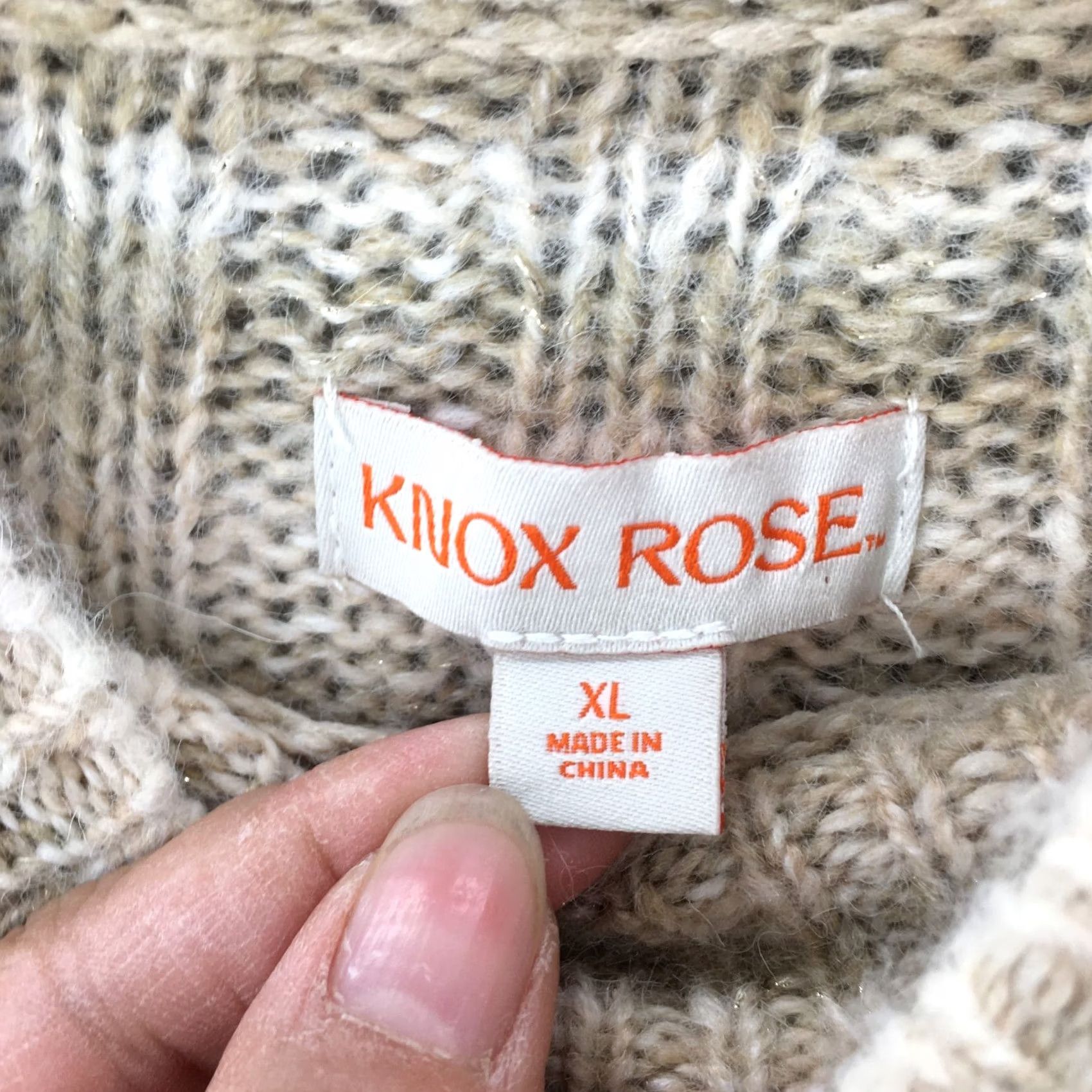 Vintage Knox Rose Pullover Sweater XL Beige Polyester Knit Long Sleeve Casual Womens Slim Fit Crew Neck Dolman Sleeve Size XL / US 12-14 / IT 48-50 - 7 Thumbnail