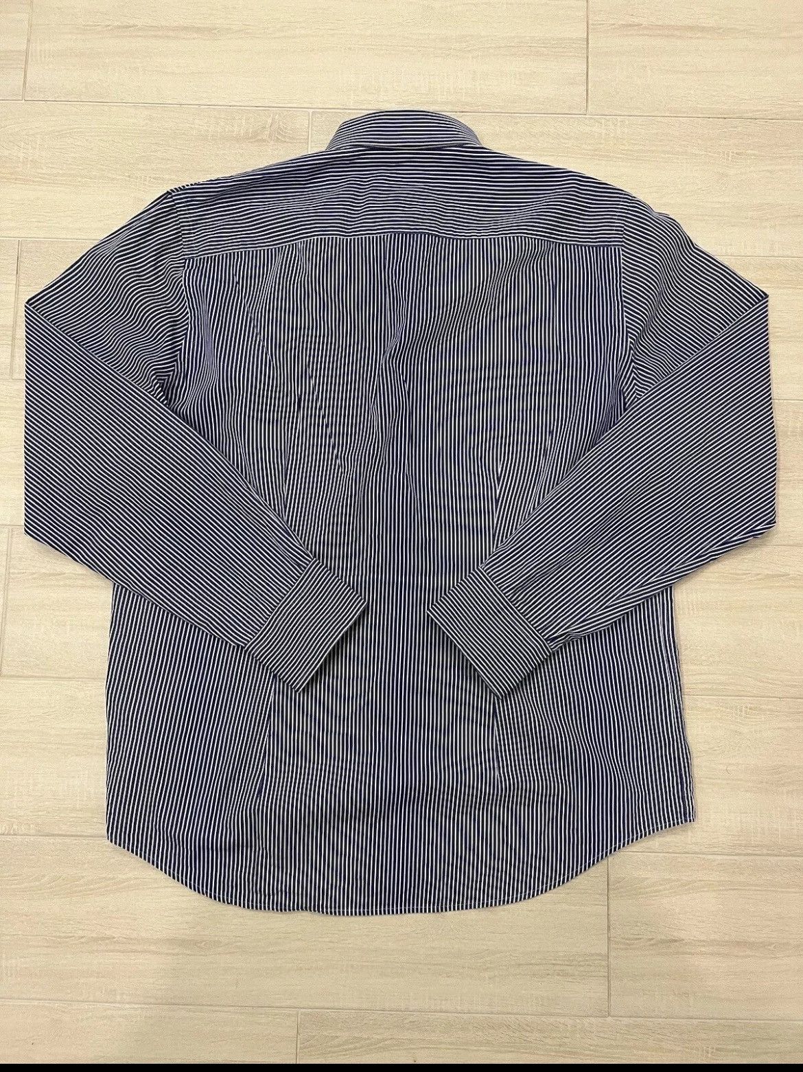 Fred Perry × Vintage VTG Shirt Fred Perry Blue Striped with Big Logo Long Sleeve Size US XL / EU 56 / 4 - 7 Thumbnail