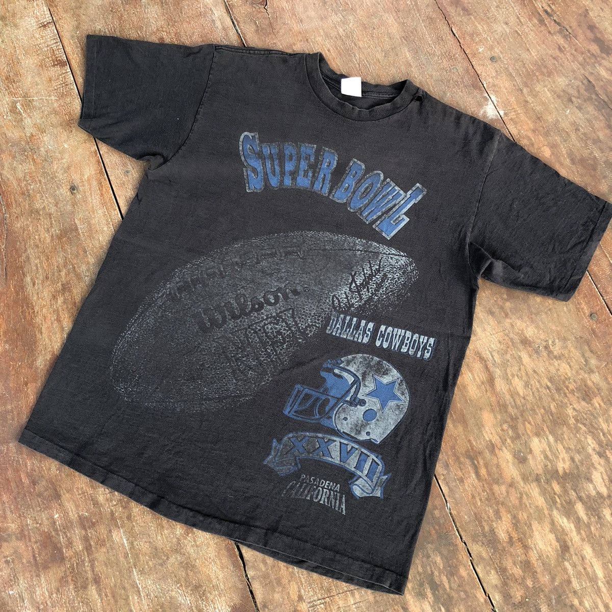 Vintage 90s Thrashed Faded Super Bowl Rare T Shirt