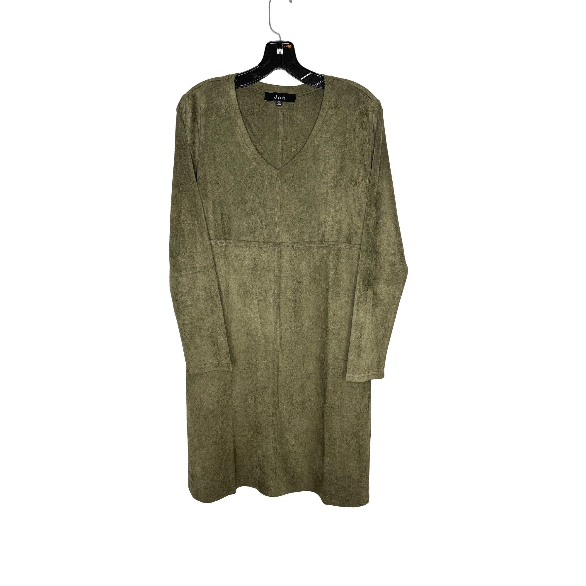 Other JOH APPAREL WOMEN'S OLIVE GREEN MICROSUEDE LONG SLEEVE DRESS Size M / US 6-8 / IT 42-44 - 2 Thumbnail