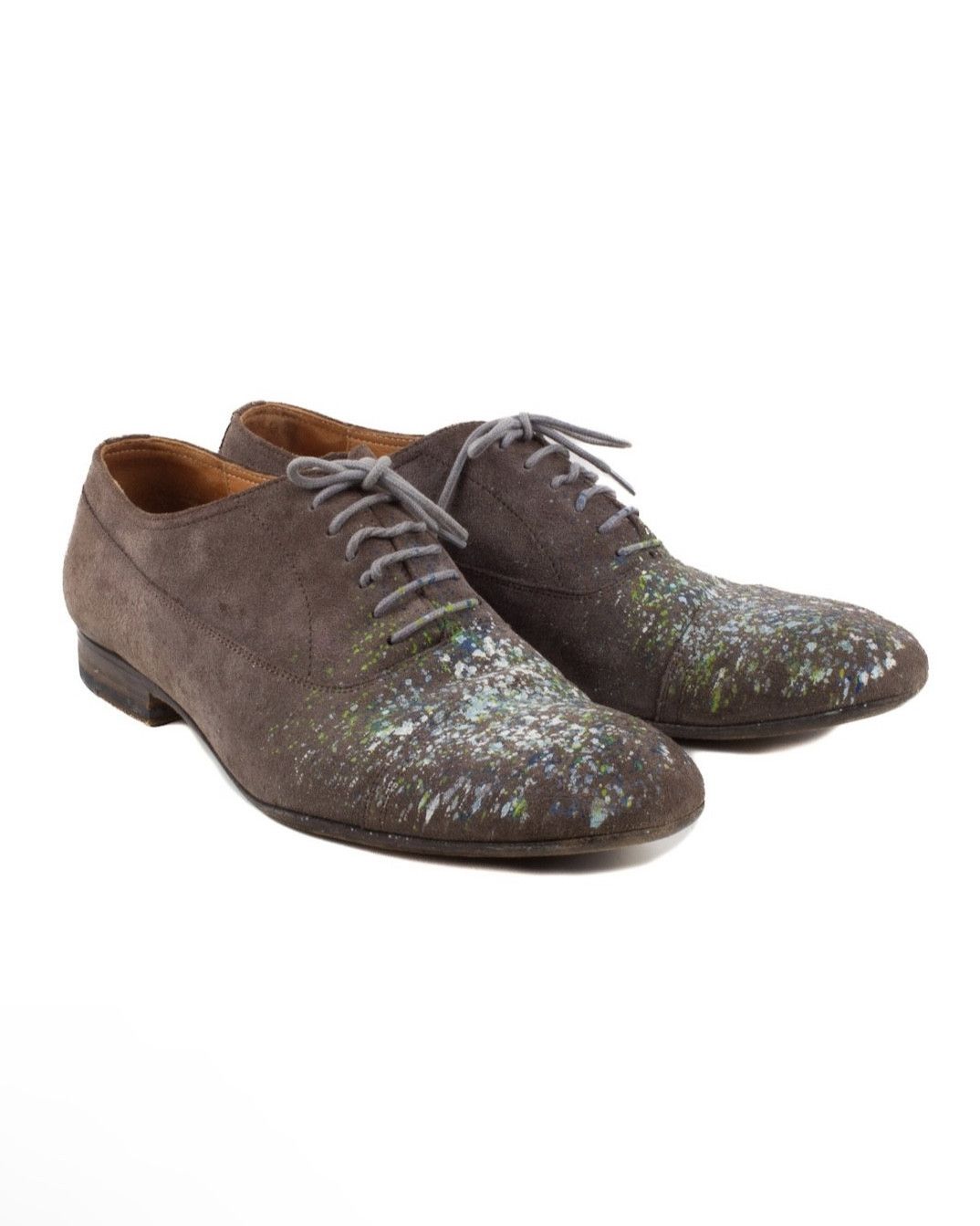 Maison Margiela MAISON MARGIELA GRAY SUEDE PAINT SPLATTER DERBY ...