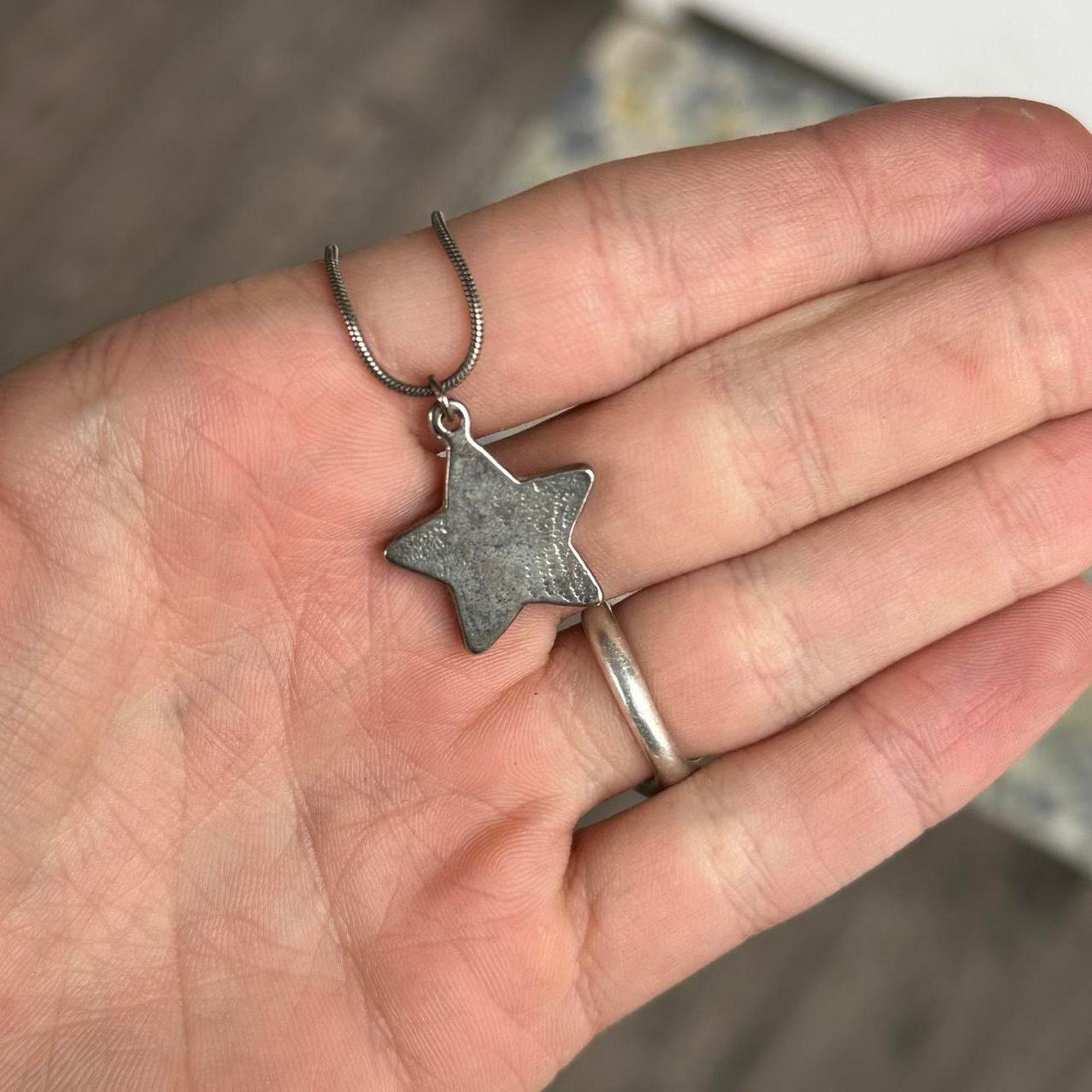 Jewelry × Vintage Vintage Silver USA Star Rope Chain Link Pendant Necklace Size ONE SIZE - 5 Thumbnail