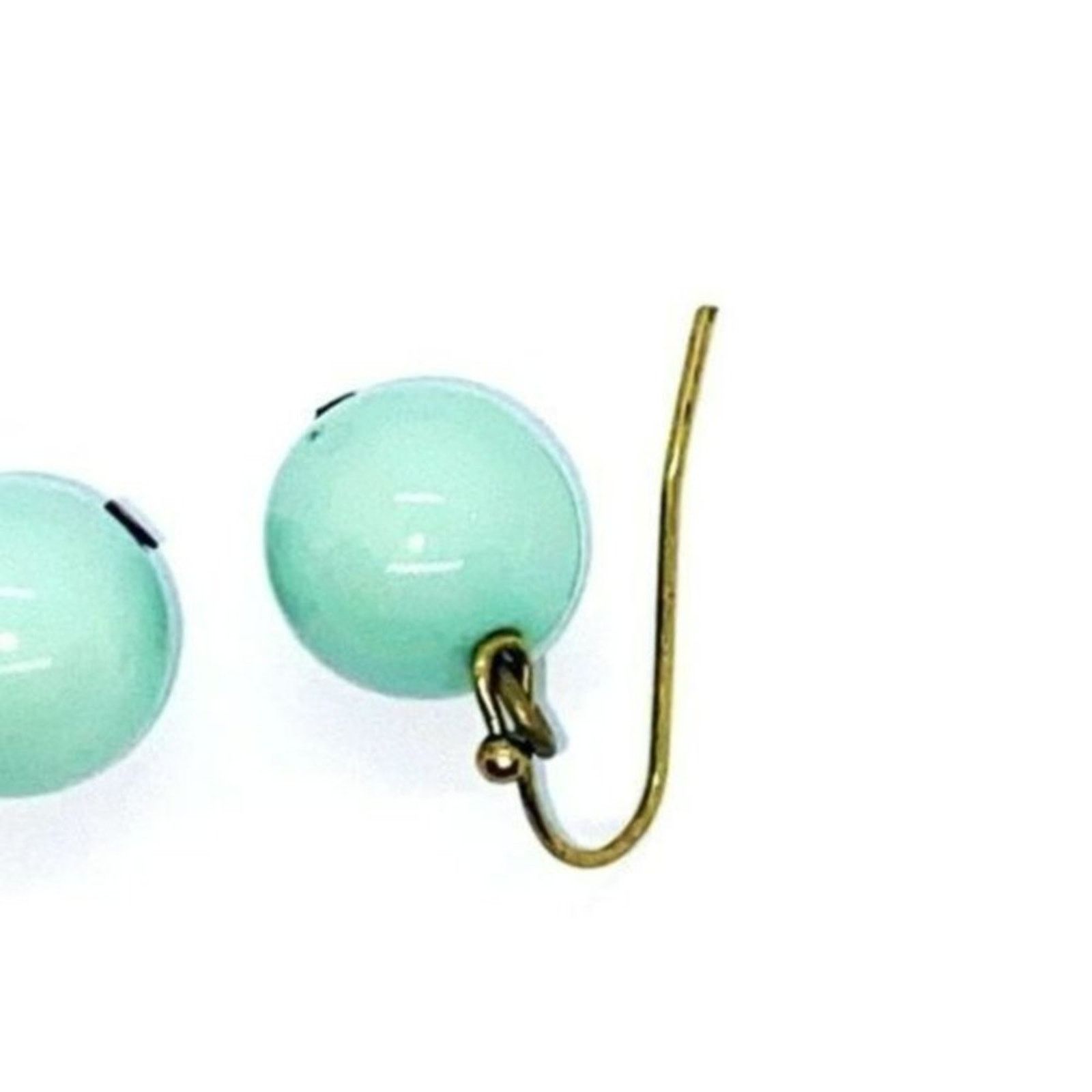 Handmade Mint Seafoam Green Dangle Beaded Earrings Size ONE SIZE - 3 Thumbnail