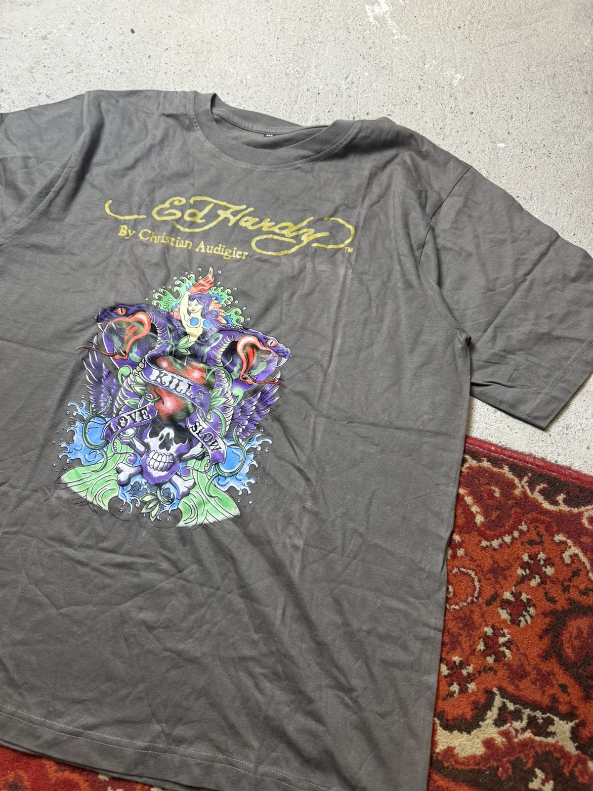 Japanese Brand × Vintage Vintage Y2K Ed Hardy Style Love Kills Skull Girl Logo T shir Size US XL / EU 56 / 4 - 2 Thumbnail