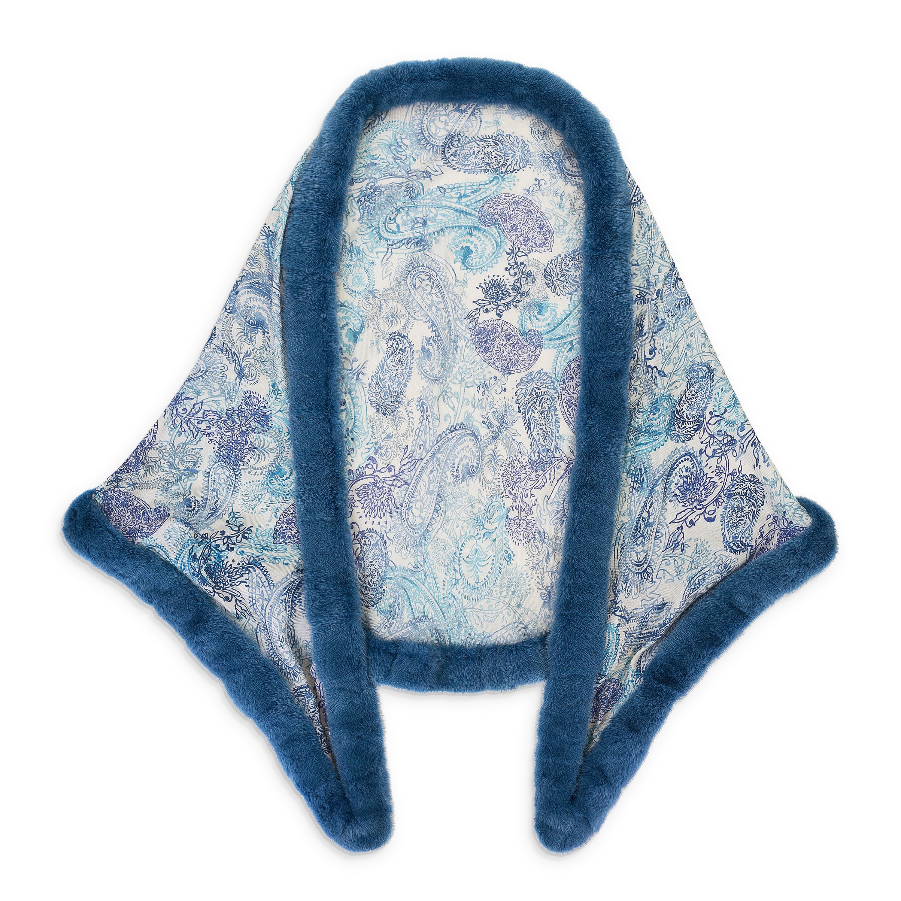 Loro Piana PAISLEY PRINT BLUE SHAWL SIZE OS Size ONE SIZE - 1 Thumbnail