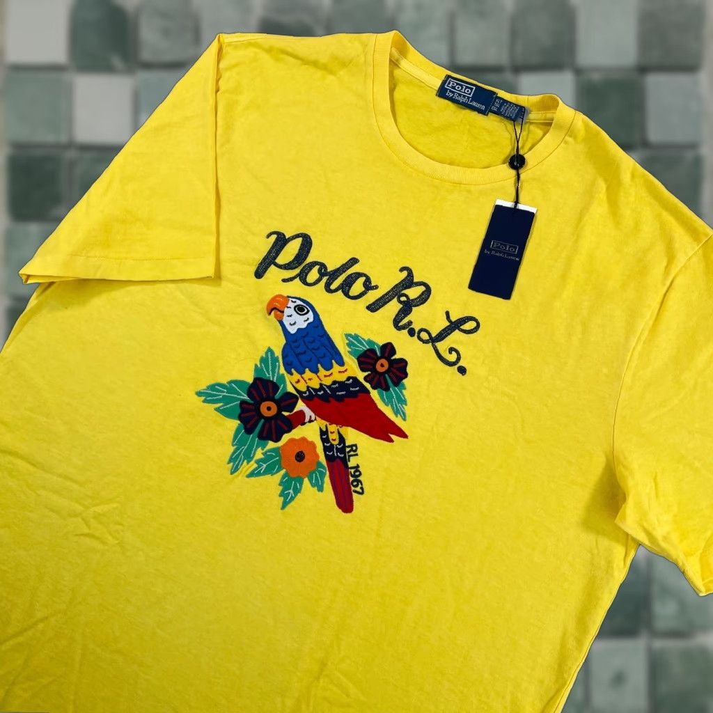 Polo Ralph Lauren Polo Ralph Lauren T Shirt Men XLT Tall Yellow Embroidered Parrot RL 1967 NWT Size US XL / EU 56 / 4 - 1 Thumbnail