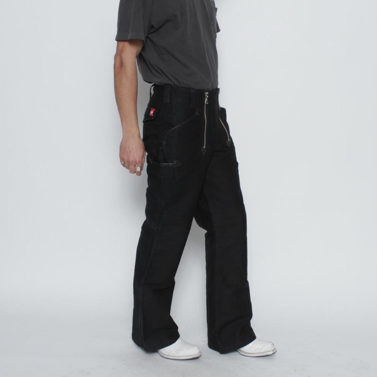 Vintage BLACK BOOT CUT HEAVY COTTON WESTERN WORKWEAR PANTS Size US 30 / EU 46 - 3 Thumbnail