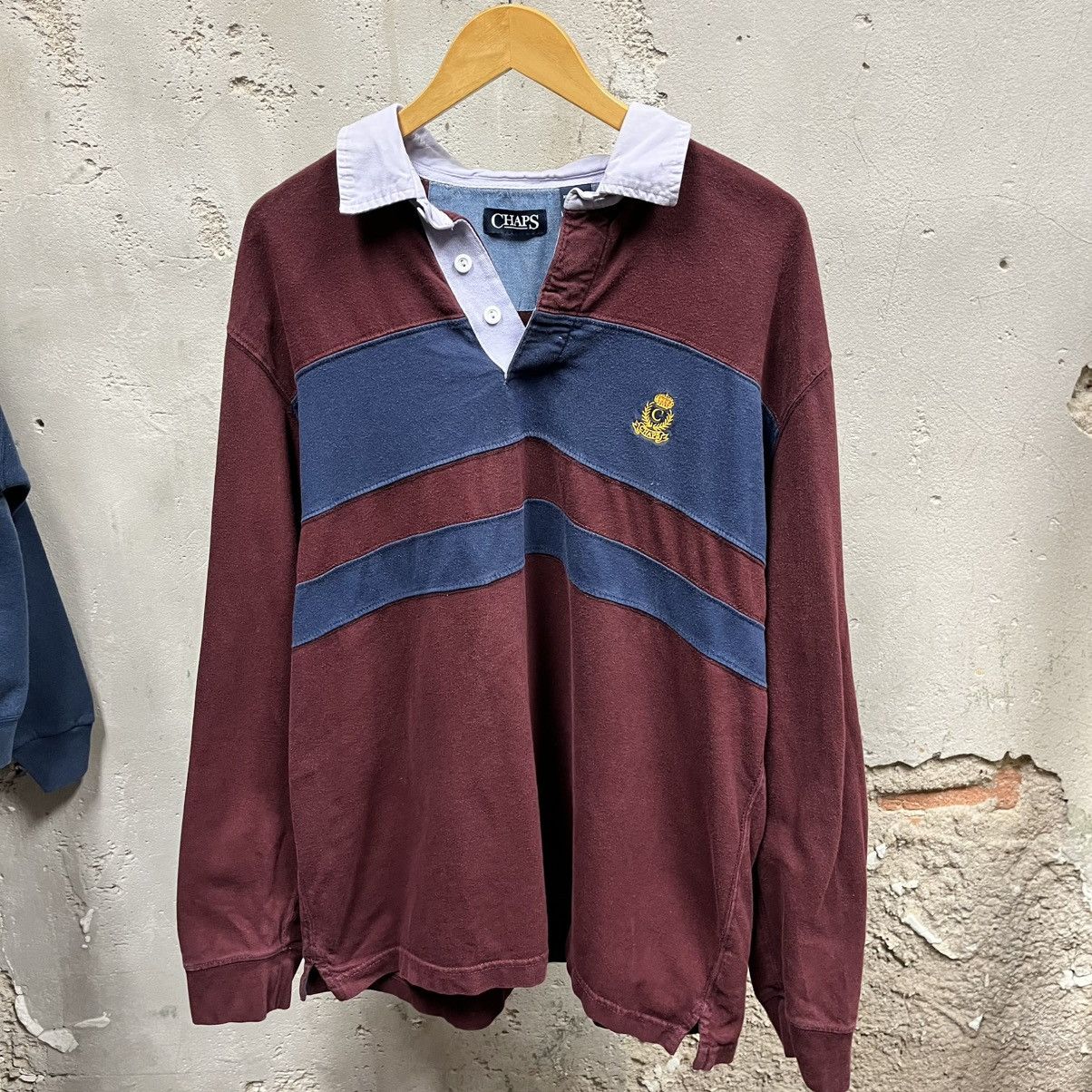 Chaps × Chaps Ralph Lauren × Vintage Chaps Ralph Lauren Maroon Navy Collared Rugby Polo Shirt Y2K Size US XXL / EU 58 / 5 - 1 Thumbnail