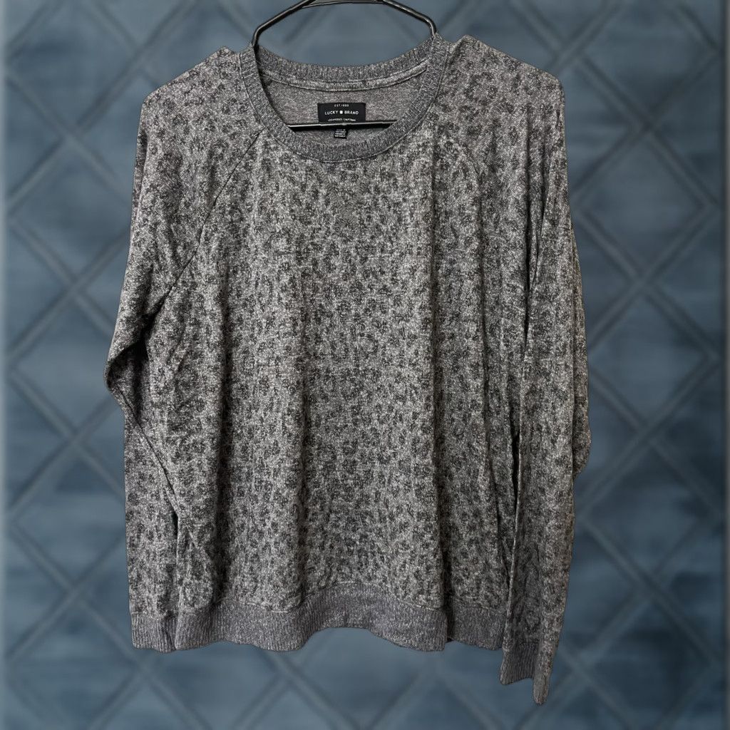 Lucky Brand Lucky Brand Gray Heather Crew Neck Lightweight Knit Sweater Top Adult Large Size L / US 10 / IT 46 - 1 Thumbnail