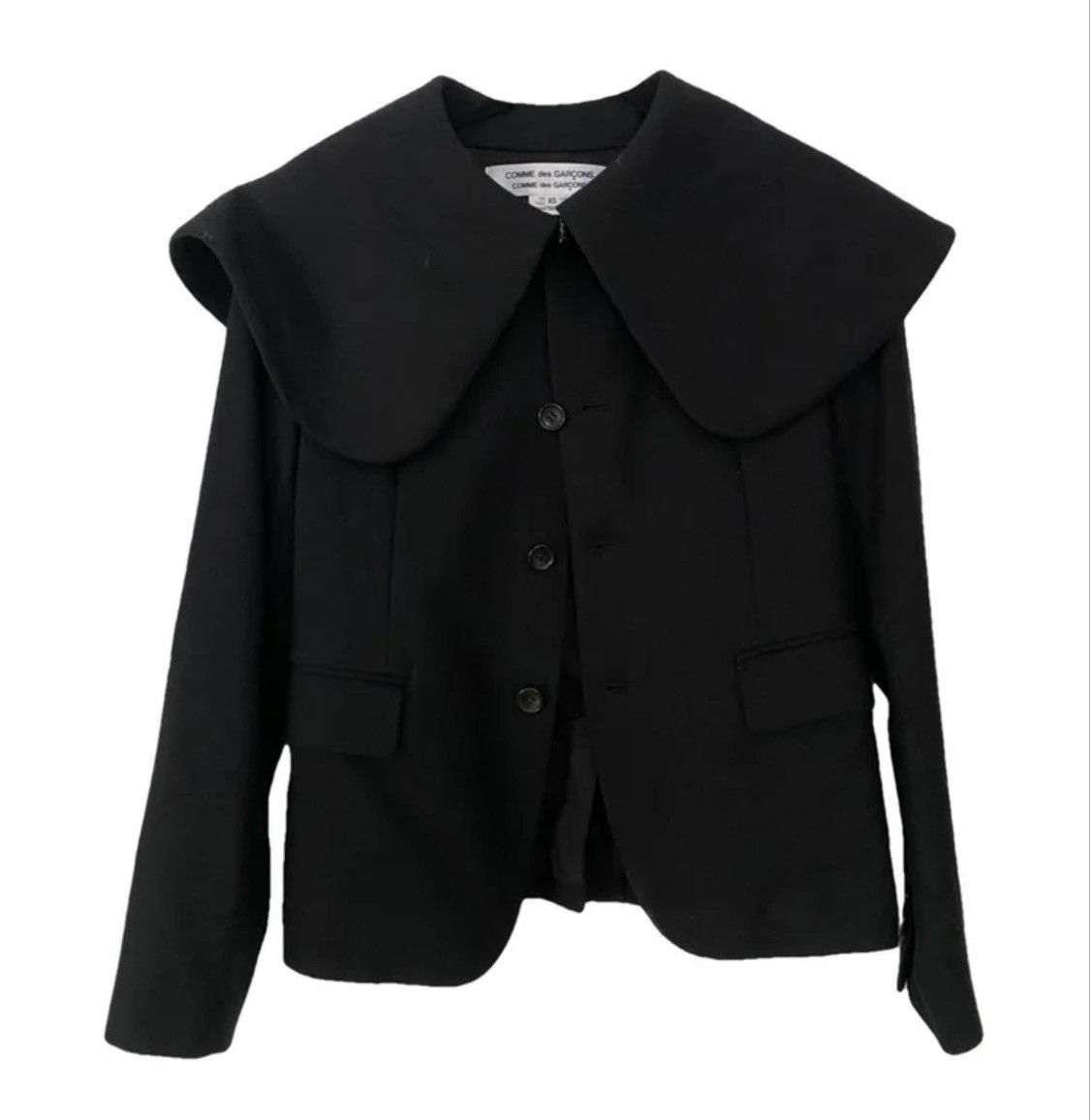 image of Comme Des Garcons Comme Des Garçons Black Oversized Collar Jacket, Women's (Size XS)