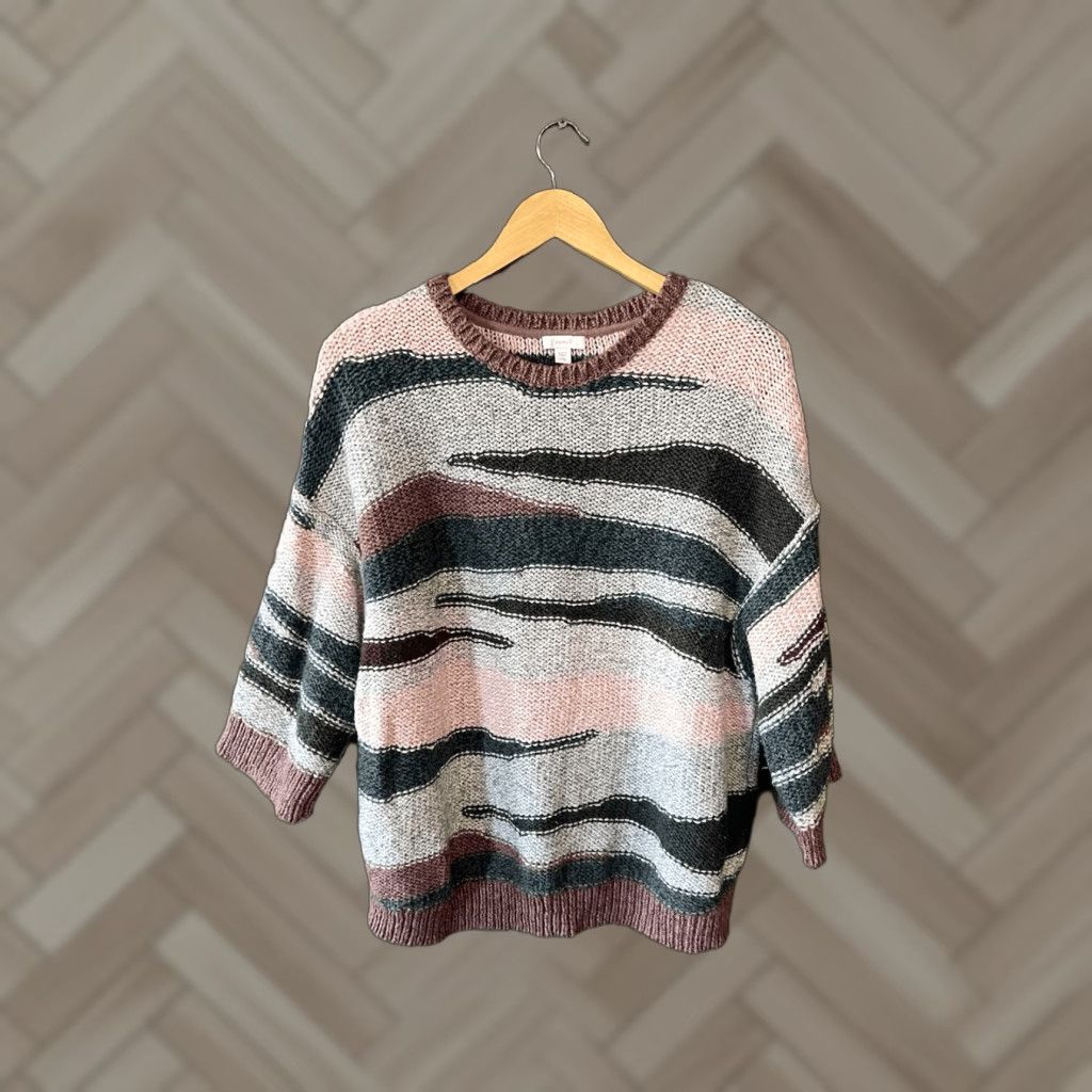 J. Jill J. Jill Multicolor Pullover Knit 3/4 Sleeve Sweatshirt Womens Size L Petite Crew Neck Shirt/ Sweater Size L / US 10 / IT 46 - 1 Thumbnail