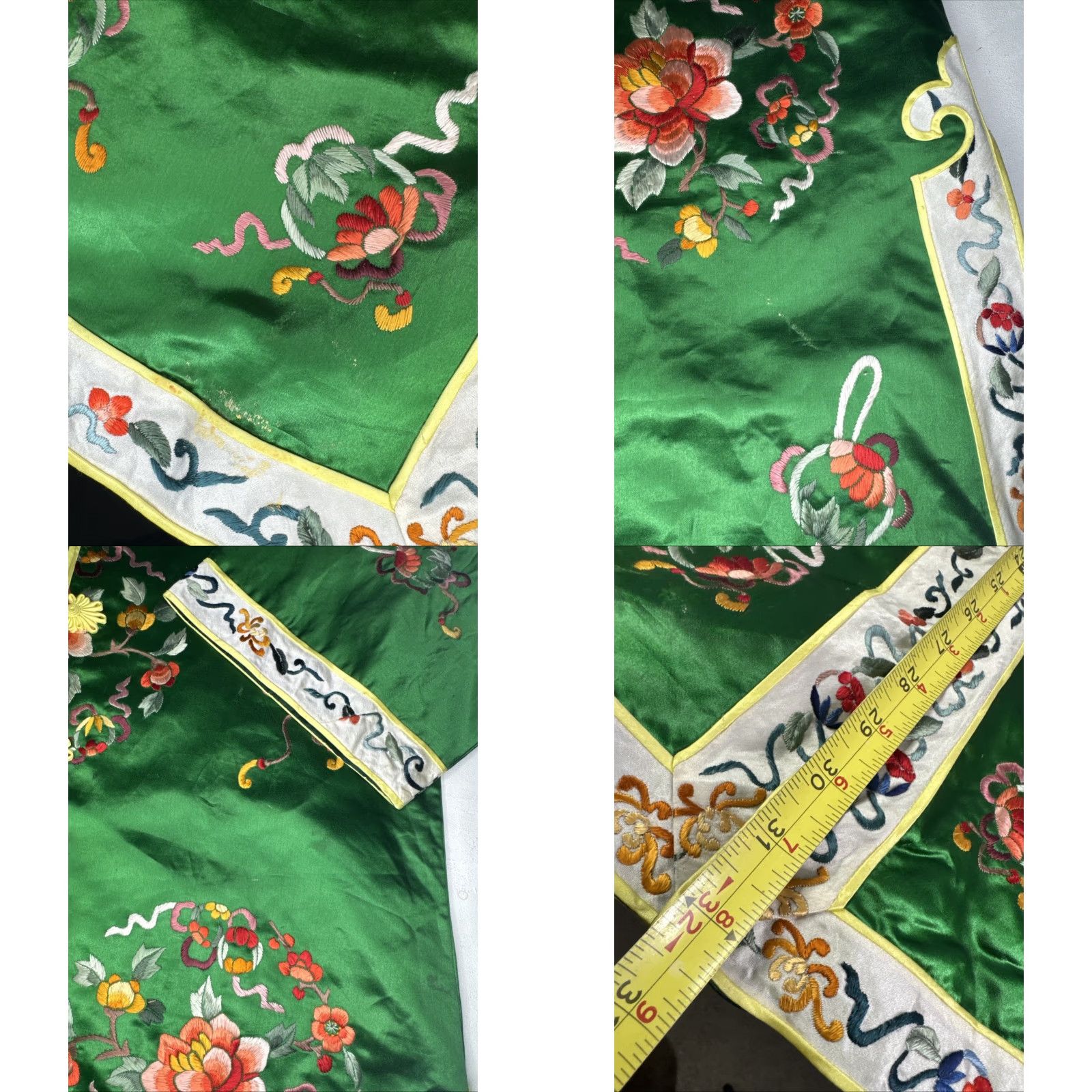 Vintage VINTAGE Golden Bee Chinese Silk Robe Embroidered Sz 10 Green Flowers Size ONE SIZE - 8 Thumbnail