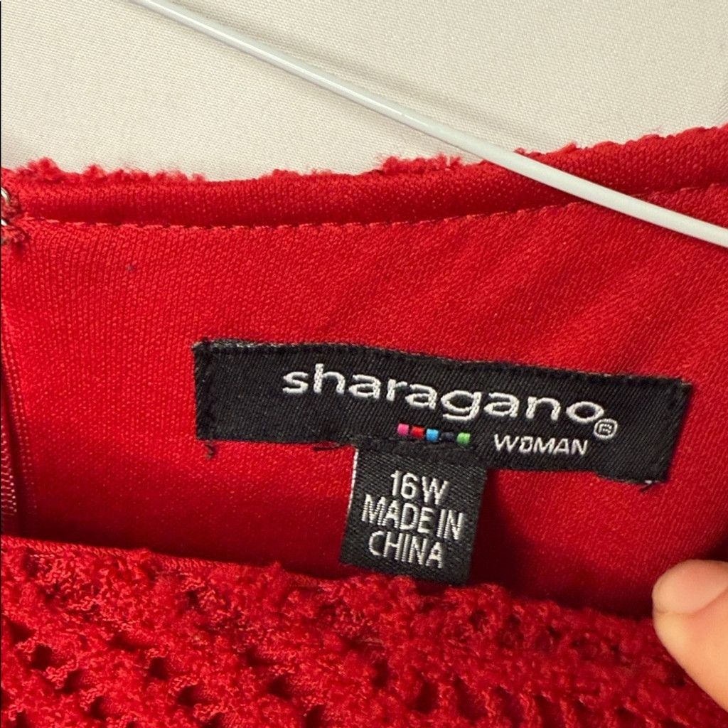 The Unbranded Brand Sharagano red lace half sleeve shift lace dress sz 16W Size XXL / US 16-18 / IT 52-54 - 5 Thumbnail